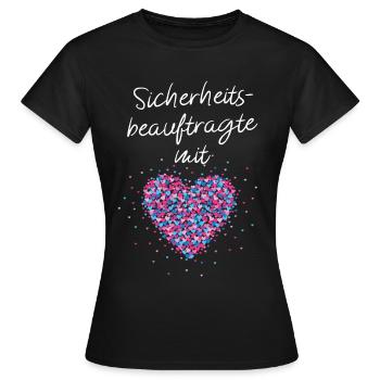 Sicherheitsbeauftragte mit Herz Brandschutz - Frauen T-Shirt - Schwarz - Vorne - AI Model Female 172 dark (172cm)