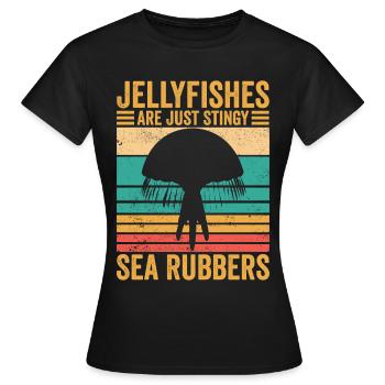 Les méduses drôles ne sont que des gommes de mer avares Retr - T-shirt Femme - noir - Devant - AI Model Female 172 dark (172cm)