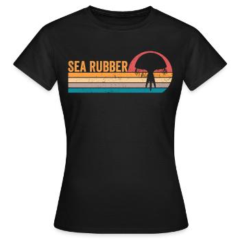 Lustige Qualle Meer Gummi Retro - Frauen T-Shirt - Schwarz - Vorne - AI Model Female 172 dark (172cm)