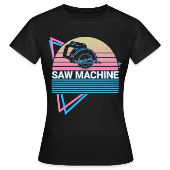 Machine à scier Retro - T-shirt Femme - noir - Devant - AI Model Female 172 dark (172cm)