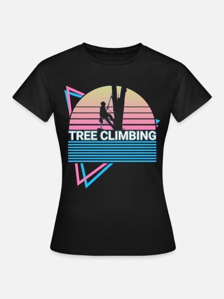 Baumklettern Baumkletterer Retro - Frauen T-Shirt - Schwarz