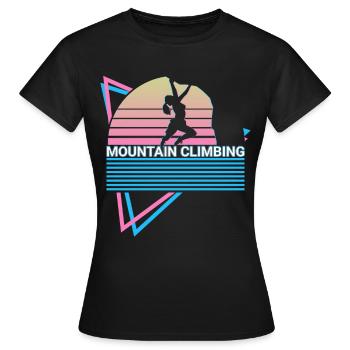Bergsteigen Bergsteiger Retro - Frauen T-Shirt - Schwarz - Vorne - AI Model Female 172 dark (172cm)