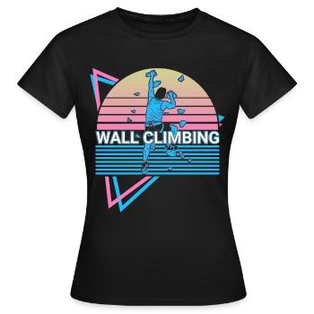 Wall climbing Wall climber retro - Women's T-Shirt - black - Front - AI Model Female 172 dark (172cm)