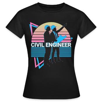 Ingénieur civil Génie civil Rétro - T-shirt Femme - noir - Devant - AI Model Female 172 dark (172cm)