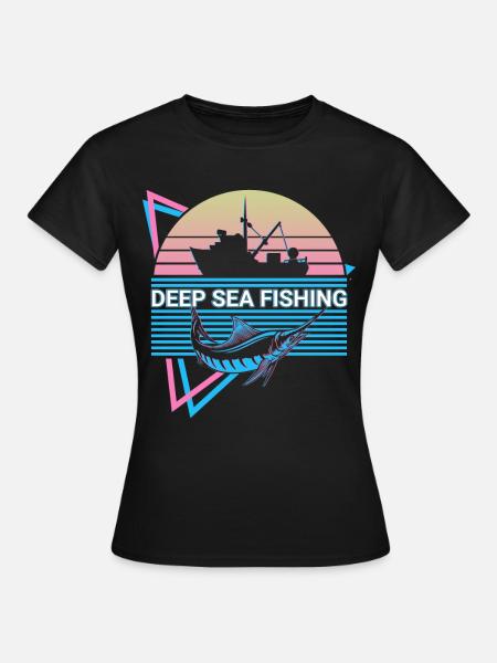 Hochseefischen Fischer Retro - Frauen T-Shirt - Schwarz
