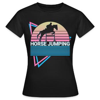 Saut d’obstacles rétro - T-shirt Femme - noir - Devant - AI Model Female 172 dark (172cm)