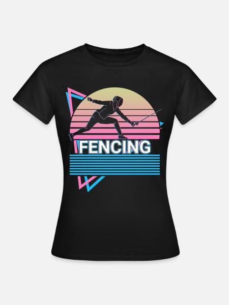 Fechten Fechter Retro - Frauen T-Shirt - Schwarz