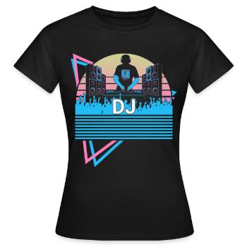 Dj Disc Jockey Retro - Frauen T-Shirt - Schwarz - Vorne - AI Model Female 172 dark (172cm)