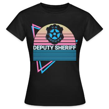 Shérif adjoint Rétro - T-shirt Femme - noir - Devant - AI Model Female 172 dark (172cm)
