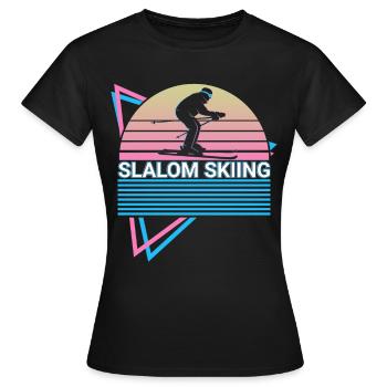 Ski de slalom rétro - T-shirt Femme - noir - Devant - AI Model Female 172 dark (172cm)