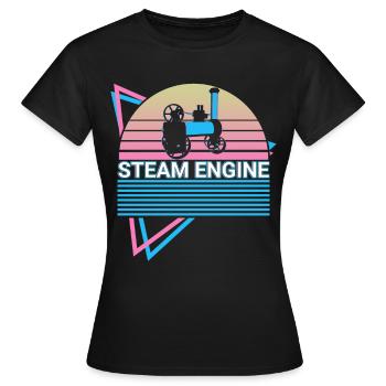 Locomotive à vapeur Retro - T-shirt Femme - noir - Devant - AI Model Female 172 dark (172cm)