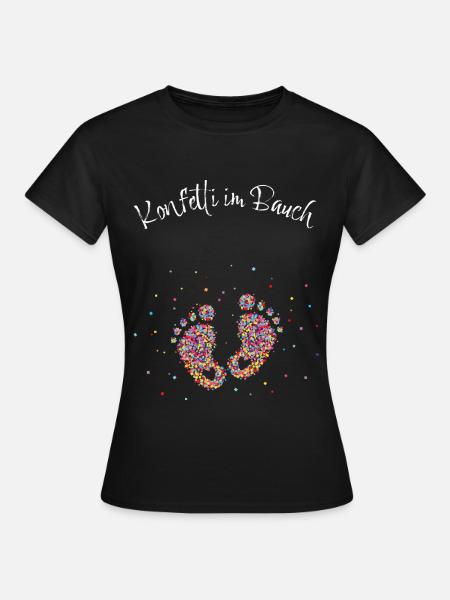 Karneval Konfetti Schwangerschaft werdende Mutter - Frauen T-Shirt - Schwarz