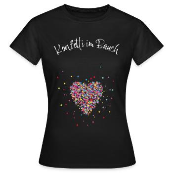 Karneval Konfetti Schwangerschaft Verkünden Mama - Frauen T-Shirt - Schwarz - Vorne - AI Model Female 172 dark (172cm)