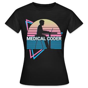 Codeur médical Rétro - T-shirt Femme - noir - Devant - AI Model Female 172 dark (172cm)