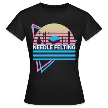 Needle felts retro - Women's T-Shirt - black - Front - AI Model Female 172 dark (172cm)
