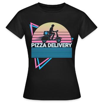 Livraison de pizza rétro - T-shirt Femme - noir - Devant - AI Model Female 172 dark (172cm)
