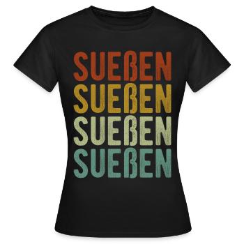 Sueßen Stadt Retro Vintage - Frauen T-Shirt - Schwarz - Vorne - AI Model Female 172 dark (172cm)