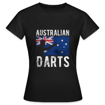 Australian Darts Hobby Dart Player Vintage Flag - Women's T-Shirt - black - Front - AI Model Female 172 dark (172cm)