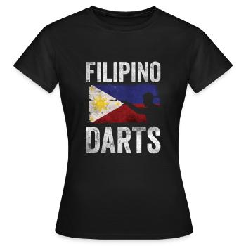 Filipino Darts Hobby Dart Player Vintage Flag - Women's T-Shirt - black - Front - AI Model Female 172 dark (172cm)