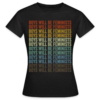 Jungen werden Feministen Liberaler Feminist - Frauen T-Shirt - Schwarz - Vorne - AI Model Female 172 dark (172cm)