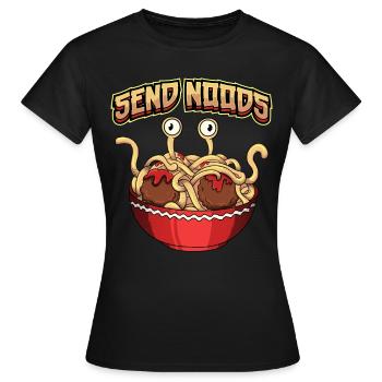 Fliegendes Spaghettimonster Pastafari Pastafari - Frauen T-Shirt - Schwarz - Vorne - AI Model Female 172 dark (172cm)