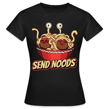 Fliegendes Spaghettimonster Pastafarian Pastafari - Frauen T-Shirt - Schwarz - Vorne - AI Model Female 172 dark (172cm)