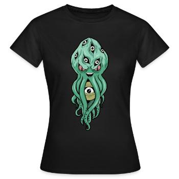 Cryptidcore Aesthetic Octopus Weirdcore Eyeballs - Women's T-Shirt - black - Front - AI Model Female 172 dark (172cm)