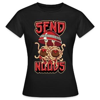 Fliegendes Spaghettimonster Pastafarian Pastafari - Frauen T-Shirt - Schwarz - Vorne - AI Model Female 172 dark (172cm)