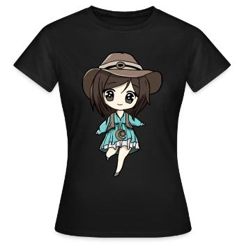 Bohemian Aesthetic Anime Girl Chibi Celestial - Women's T-Shirt - black - Front - AI Model Female 172 dark (172cm)