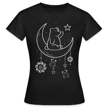 Bohemian Aesthetic Kawaii Bear Celestial - Women's T-Shirt - black - Front - AI Model Female 172 dark (172cm)