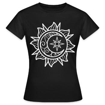 Bohemian Aesthetic Sun and Moon - Women's T-Shirt - black - Front - AI Model Female 172 dark (172cm)