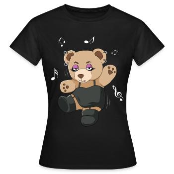 Finnish Goth Aesthetic Gothic Bear Goth - Women's T-Shirt - black - Front - AI Model Female 172 dark (172cm)