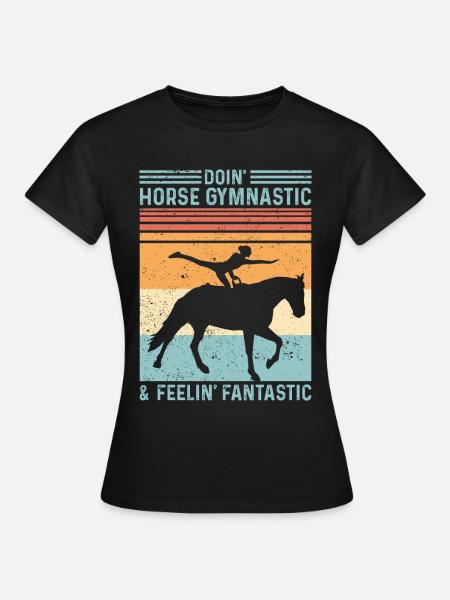 Lustiges Reitpferd Voltigieren Retro - Frauen T-Shirt - Schwarz