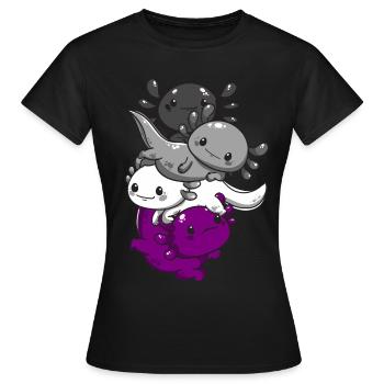 Subtle Asexual Kawaii Axolotl Pride Flag - Women's T-Shirt - black - Front - AI Model Female 172 dark (172cm)
