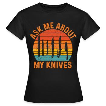 Drôle de collectionneur de couteaux rétro - T-shirt Femme - noir - Devant - AI Model Female 172 dark (172cm)