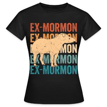 Ex Mormon Tapir Cheval LDS Rétro Exmo - T-shirt Femme - noir - Devant - AI Model Female 172 dark (172cm)