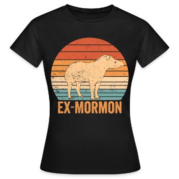 Ex Mormonen Tapir Pferd LDS Retro Exmo - Frauen T-Shirt - Schwarz - Vorne - AI Model Female 172 dark (172cm)