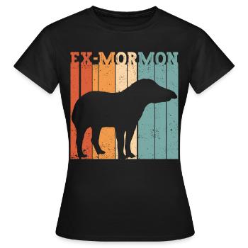 Ex Mormon Tapir Cheval LDS Rétro Exmo - T-shirt Femme - noir - Devant - AI Model Female 172 dark (172cm)