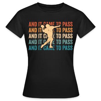 Drôle de missionnaire mormon LDS Soccer - T-shirt Femme - noir - Devant - AI Model Female 172 dark (172cm)