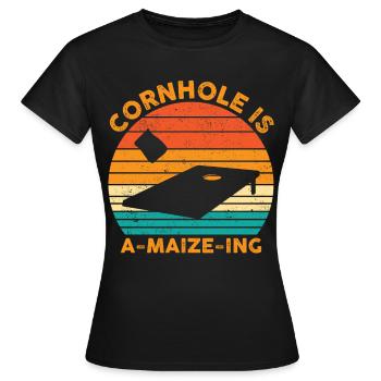 Funny Cornhole Corn Hole Retro - Women's T-Shirt - black - Front - AI Model Female 172 dark (172cm)