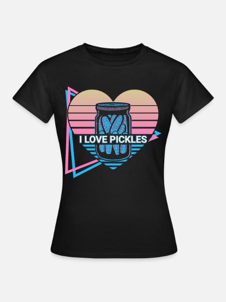 I Love Pickles Cucumber Retro - Women's T-Shirt - black