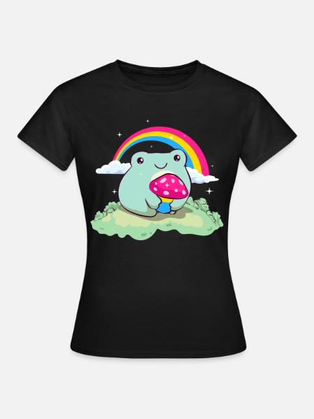 Pansexual Pride Pan Flag Cute Frog Mushroom Subtle - Dame-T-shirt - sort