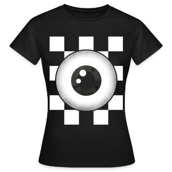 Weirdcore Aesthetic Black White Eyeball Checkered - Women's T-Shirt - black - Front - AI Model Female 172 dark (172cm)