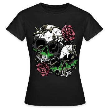 Demiromantic Pride Flag Skull Roses Subtle - Women's T-Shirt - black - Front - AI Model Female 172 dark (172cm)