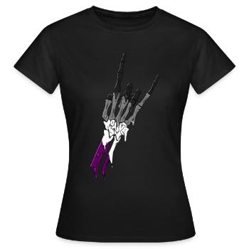 Asexual Pride Ace Flag Devil Horn Skeleton Subtle - Frauen T-Shirt - Schwarz - Vorne - AI Model Female 172 dark (172cm)