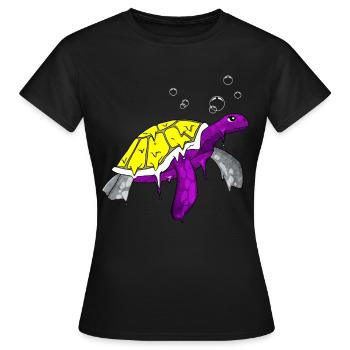 Nicht binär Stolz Flagge Meeresschildkröte Subtil - Frauen T-Shirt - Schwarz - Vorne - AI Model Female 172 dark (172cm)