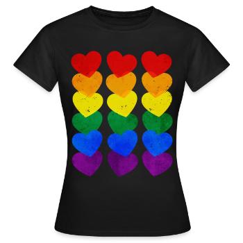 Gay Pride Rainbow Flag Hearts Subtle - Women's T-Shirt - black - Front - AI Model Female 172 dark (172cm)