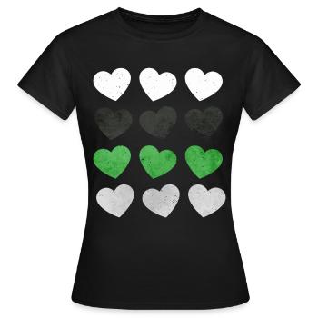 Demiromantic Pride Flag Hearts Subtle LGBTQ - Women's T-Shirt - black - Front - AI Model Female 172 dark (172cm)