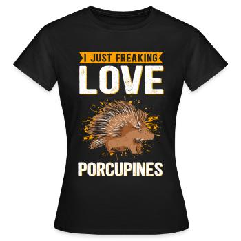 Stachelschwein Stachelschweine Geschenk - Frauen T-Shirt - Schwarz - Vorne - AI Model Female 172 dark (172cm)