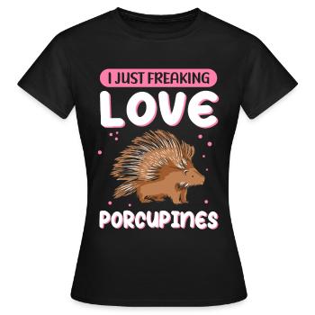 Stachelschwein | Stachelschweine Geschenk - Frauen T-Shirt - Schwarz - Vorne - AI Model Female 172 dark (172cm)